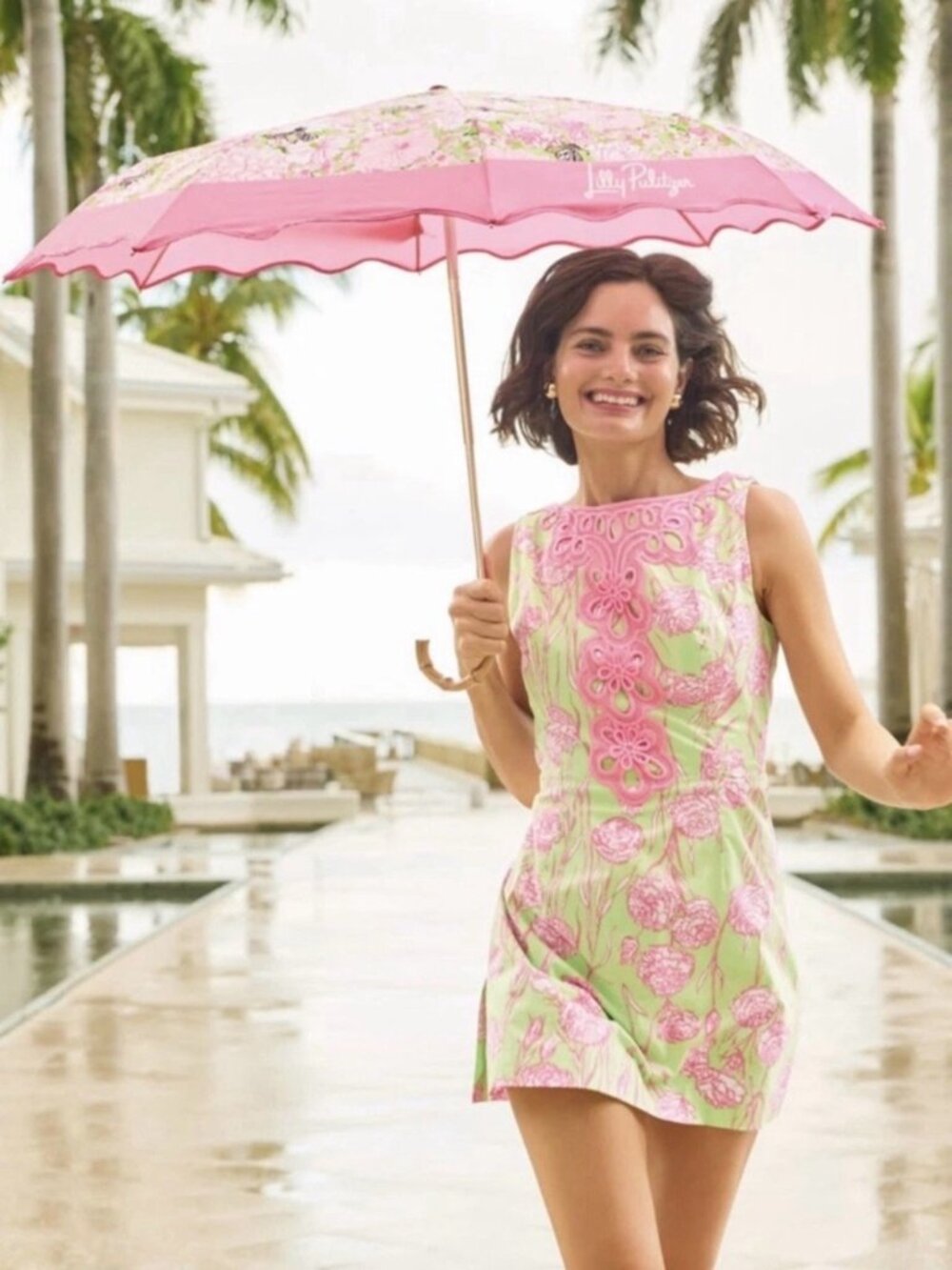 NWT Lilly Pulitzer Travel Umbrella Pistachio Macaron Bees Knees